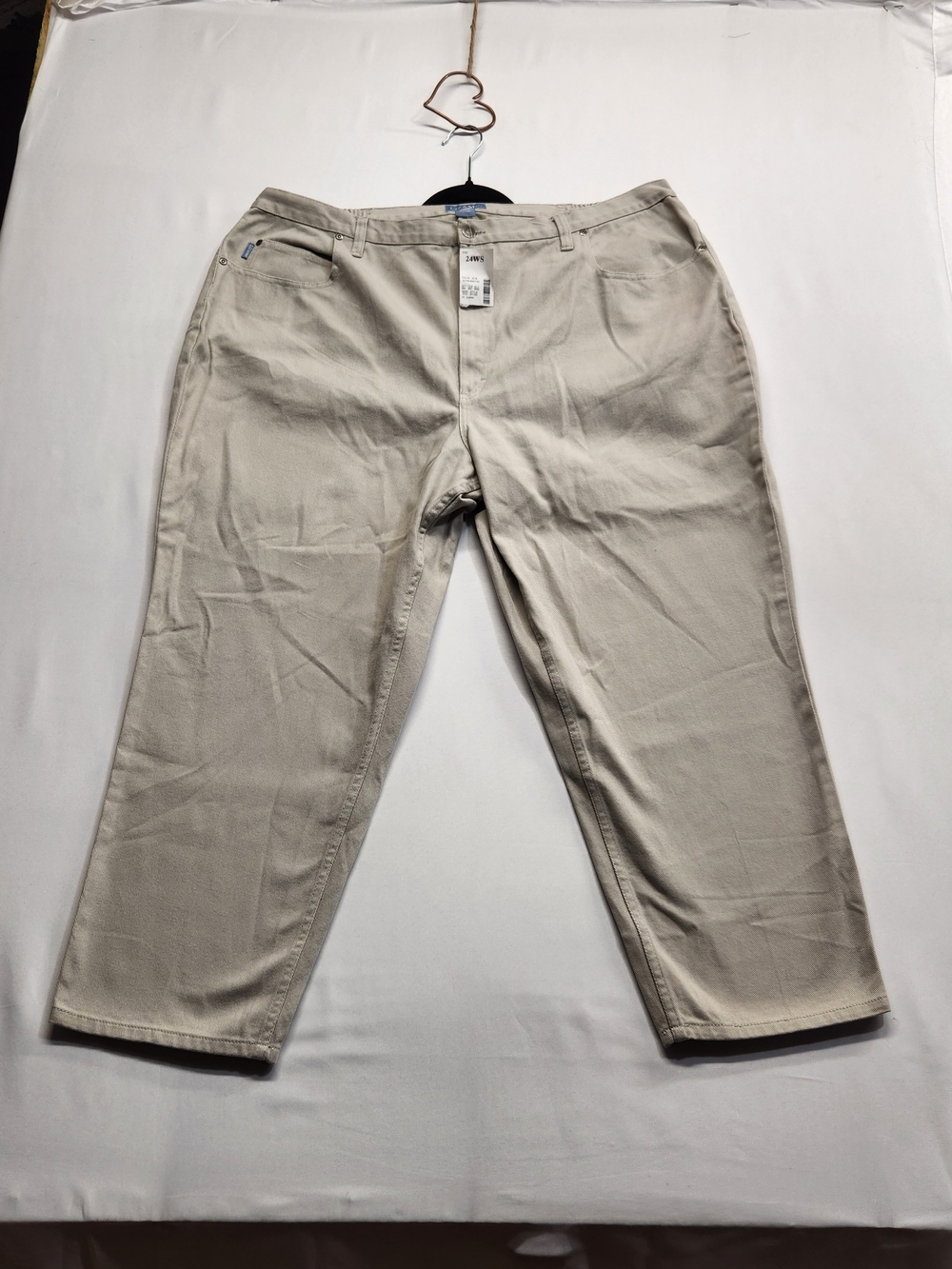 ⭐️NWT Liz & Me Plus Size 24WS Khaki Cotton Jeans Elastic Waist Straight Leg 